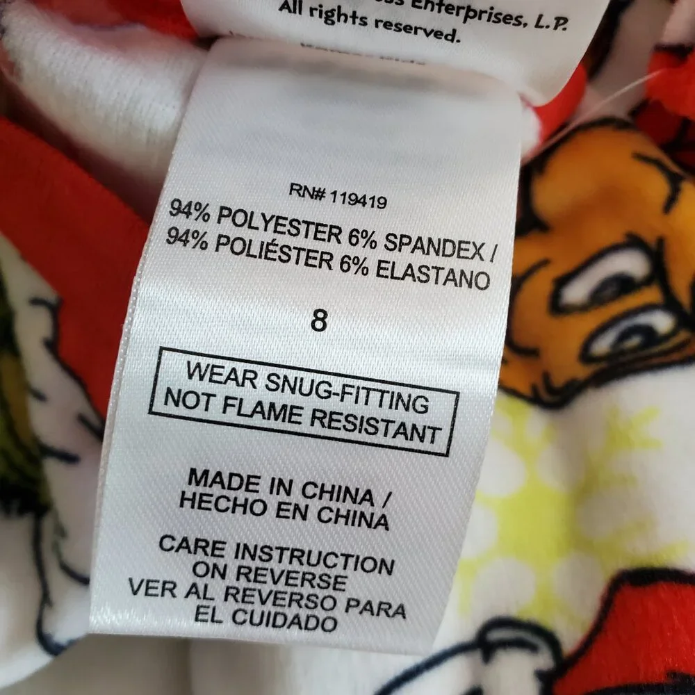 BRAND NEW Kids Grinch Pajamas Set Size‎ 8 Holiday Christmas Cozy Girls Boys